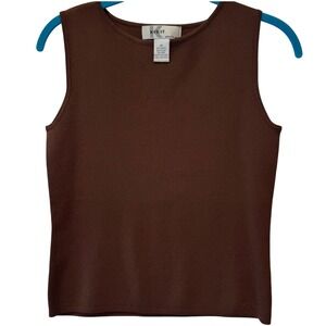 Kikit Maurice Sasson Brown‎ Ribbed Knit Sleeveless Tank Top Women's Size M